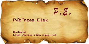 Pénzes Elek névjegykártya